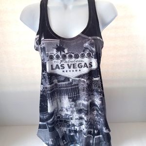 Las Vegas Womens Rhinestone Racerback Tank Top Size Small